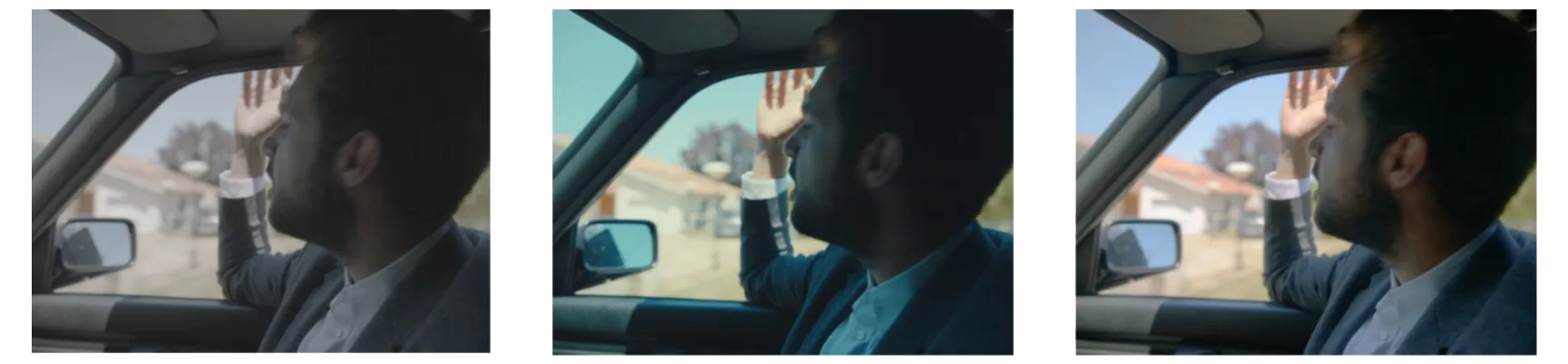 Image source brut caméra | puis avec la LUT du Directeur de la photo | ma proposition d’étalonnage